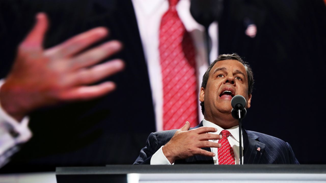 Christie delivers a speech on the second day of the Republican National Convention in July 2016. <a href="http://www.cnn.com/2016/07/19/politics/donald-trump-republican-convention-day-two/index.html" target="_blank">Christie's speech</a> was heavily critical of the Democratic Party's presumptive nominee. "It is our obligation to stop Hillary Clinton now and never let her within 10 miles of the White House again," he said. "It is time to come together and make sure that Donald Trump is our next President. I am proud to be part of this team. Now let's go win this thing."