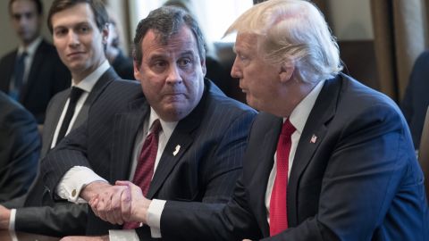 Christie shakes hands with President Trump at the White House in March. Trump announced that Christie <a href="http://www.cnn.com/2017/03/29/health/christie-opioid-trump-appointment/" target="_blank">would take on an advisory role</a> to help figure out ways the administration can fight the country's opioid epidemic.