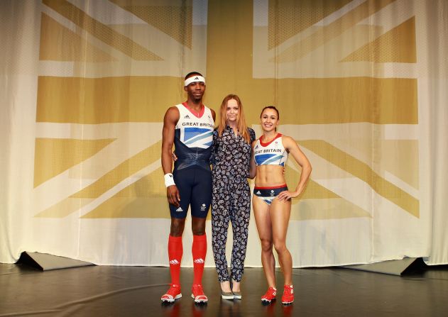 McCartney designed the Olympics clothing for Great Britain at the 2012 and 2016 Summer Games in London and Rio respectively. Here she is at the kit launch for London 2012 with triple jumper Phillips Idowu (left) and heptathlon star Jessica Ennis (right).