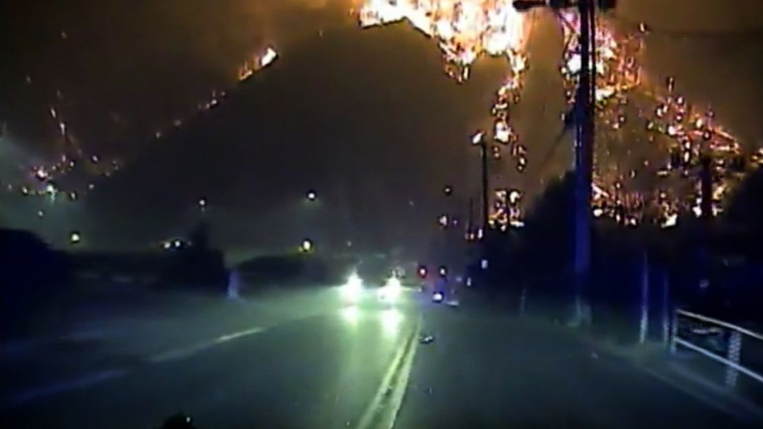 Sevierville dashcam video shows a mountain engulfed in flames near downtown Gatlinburg on November 28. 