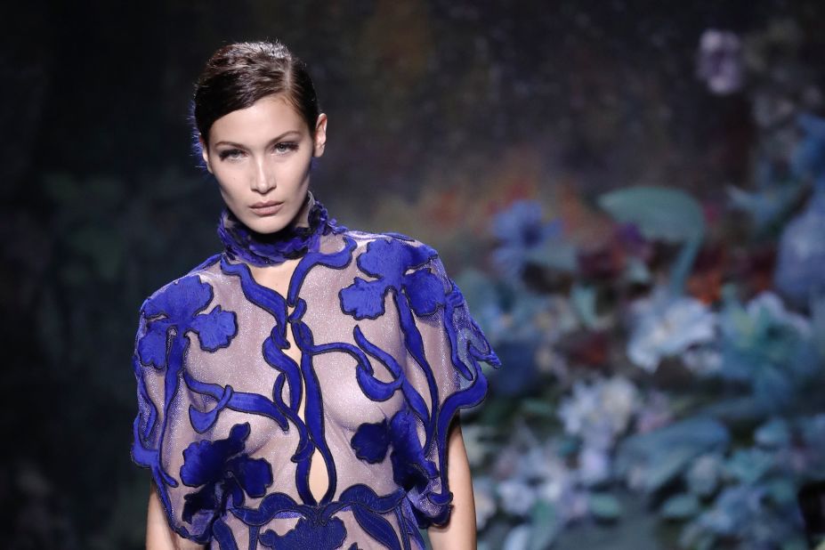 Fendi is unique on the couture catwalk as they present what they term as "haute fourrure" -- collections based entirely on fur. Models like Bella Hadid, seen here on the Fendi runway, are also helping to open up the world of couture to a wider audience with their high number of social media followers.