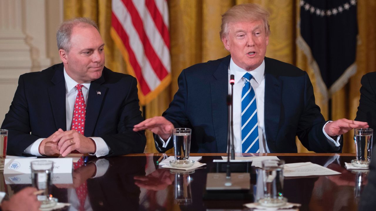 Scalise attends a White House meeting with President Donald Trump in March.