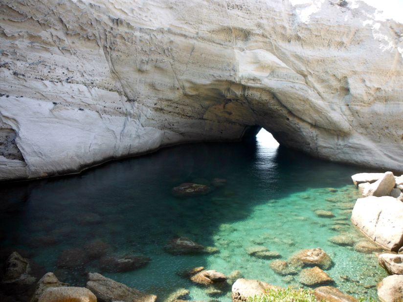 <strong>Sykia Cave:</strong> This open lagoon was formed when the roof of a cavern collapsed. It's accessed by small boat and hides a secret beach inside. 