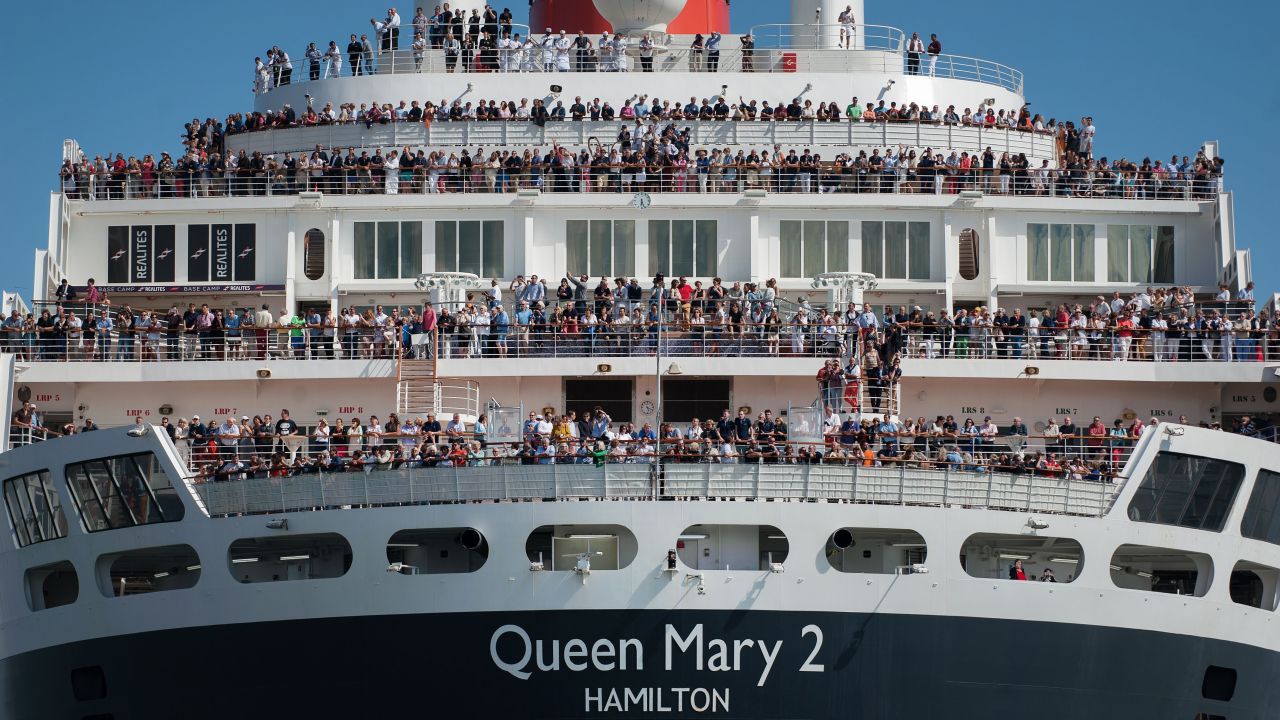Cruise liner Queen Mary 2 arrived in western France, on June 24, 2017. It was the day before the start of The Bridge 2017, a transatlantic race between the vessel and the world's fastest trimarans from Saint-Nazaire, France to New York. It was part of an event to mark 100 years since American troops arrived in France during World War One.