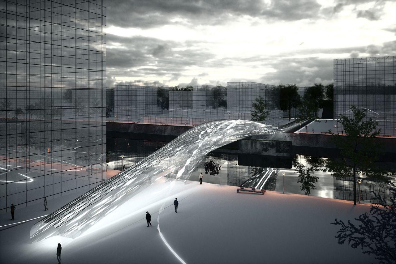This proposed footbridge uses mirrors to <a href="http://www.spans-associates.com/brommy-new-footbridge-berlin" target="_blank" target="_blank">"open a new virtual dimension."</a> The design would be located on a site near the East Side Gallery in Berlin, where two bridges have already been built and destroyed. 