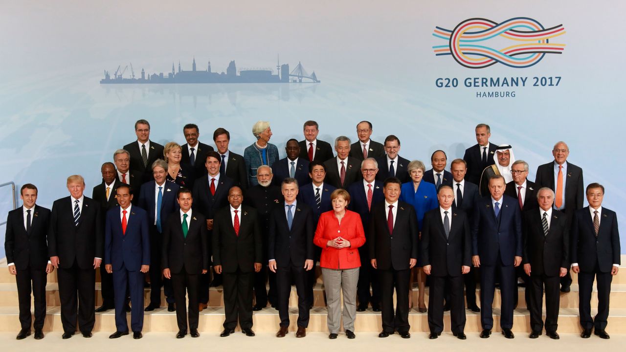 World leaders gather for a photo at the summit. The G20, which includes 19 countries and the European Union, accounts for about 80% of the world's gross domestic product. 