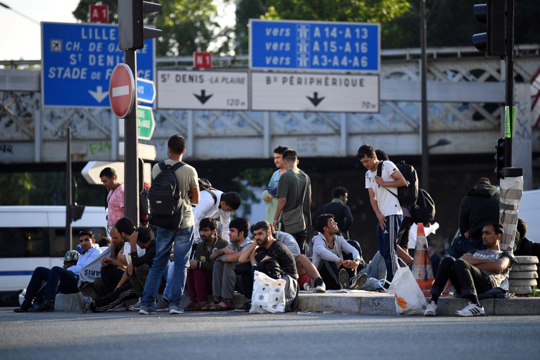 The makeshift camp is one of several that has sprouted up around the French capital.