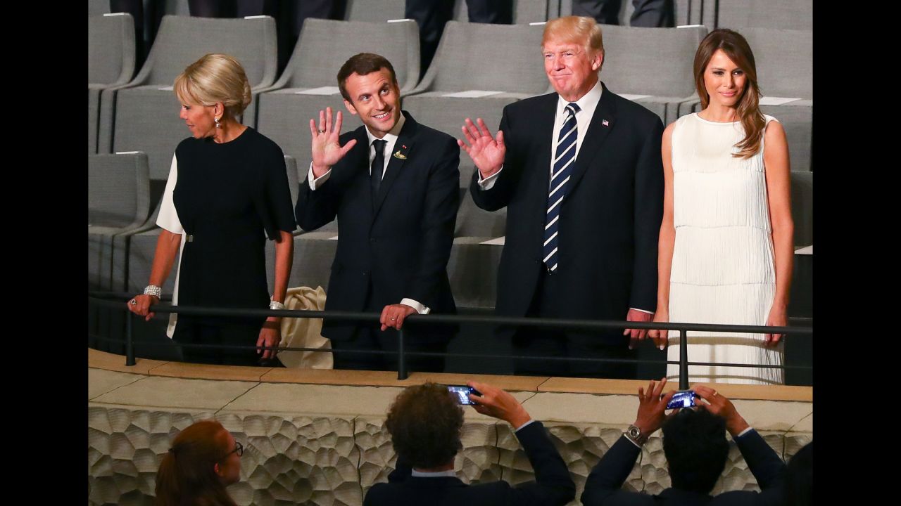 The Trumps join French President Emmanuel Macron and his wife, Brigitte, at the Elbphilharmonie concert hall in Hamburg on July 7.