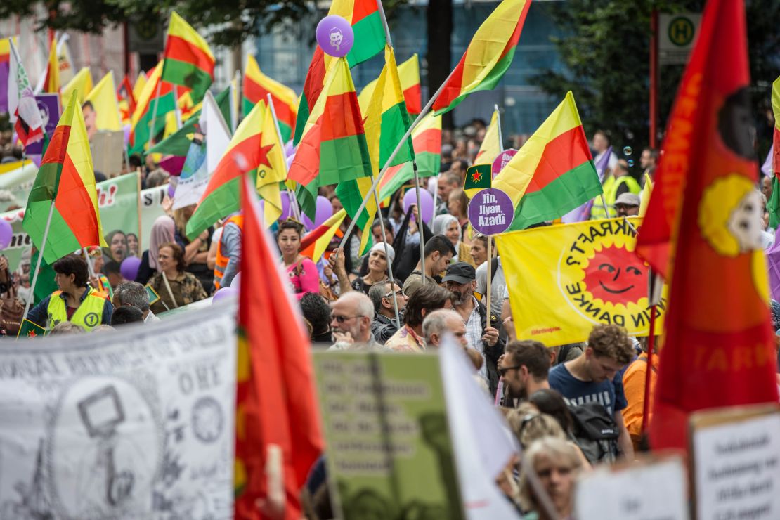Kurds advocating for an independent state demonstrated at one of the rallies on Saturday.