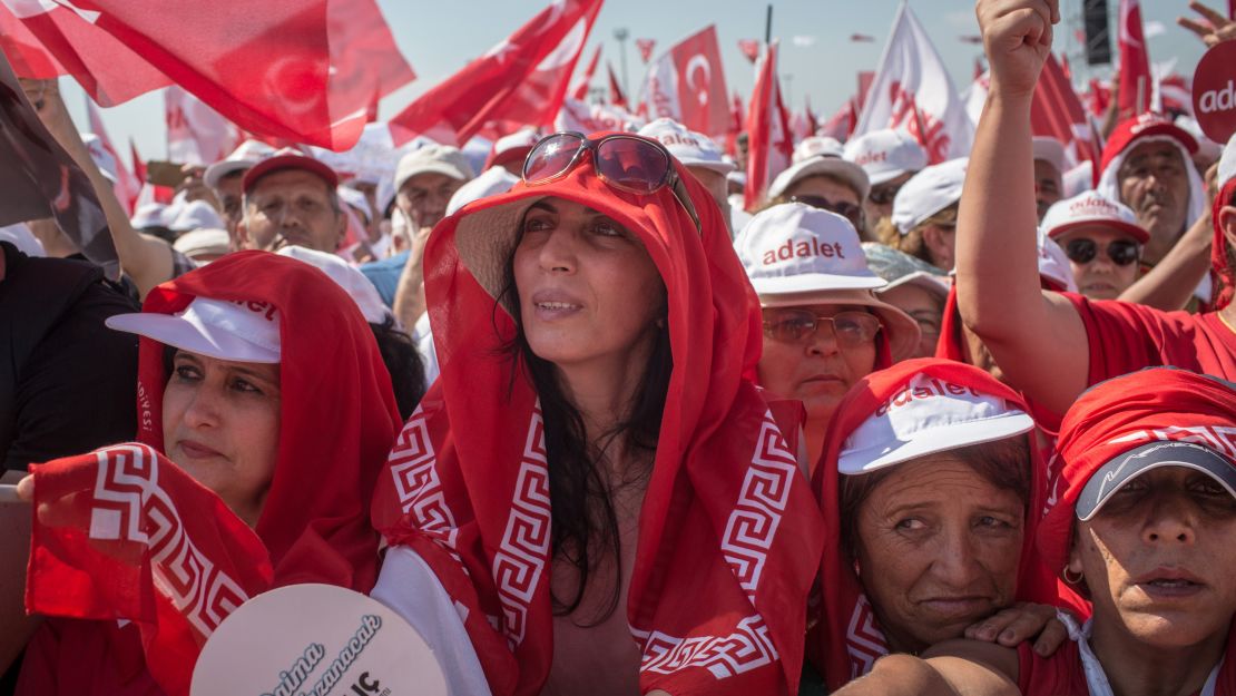 The rally was so packed, some protesters had to sit outside Maltepe Square. 