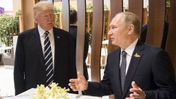 HAMBURG, GERMANY - JULY 07: In this photo provided by the German Government Press Office (BPA), Donald Trump, President of the USA (C) meets Vladimir Putin, President of Russia during the G20 Summit on July 7, 2017 in Hamburg, Germany. The G20 group of nations are meeting July 7-8 and major topics will include climate change and migration.  (Photo by BPA via Getty Images)