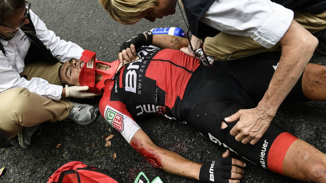 Pre-race favorite Richie Porte will play no further part in the 104th Tour de France after a serious crash on stage nine.