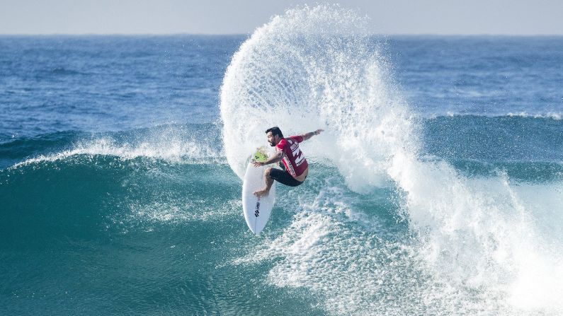 Brazilian surfer Willian Cardoso competes during an event in Ballito, South Africa, on Friday, July 7. He finished second to South Africa's Jordy Smith.