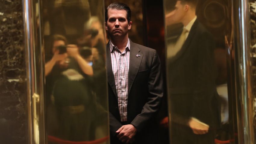 NEW YORK, NY - JANUARY 18:  Donald Trump Jr. arrives at Trump Tower on January 18, 2017 in New York City. President-elect Donald Trump is to be sworn in as the 45th President of the United States on January 20.  (Photo by John Moore/Getty Images)