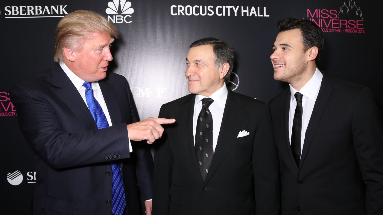 Donald Trump, Aras Agalarov and Emin Agalarov attend the red carpet at Miss Universe Pageant Competition 2013 on November 9, 2013 in Moscow, Russia. 