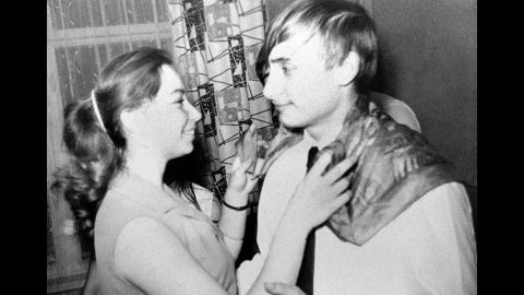 Putin dances with a classmate during a party in 1970.