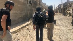 CNN team inside the old city of Raqqa. First TV journalist inside.