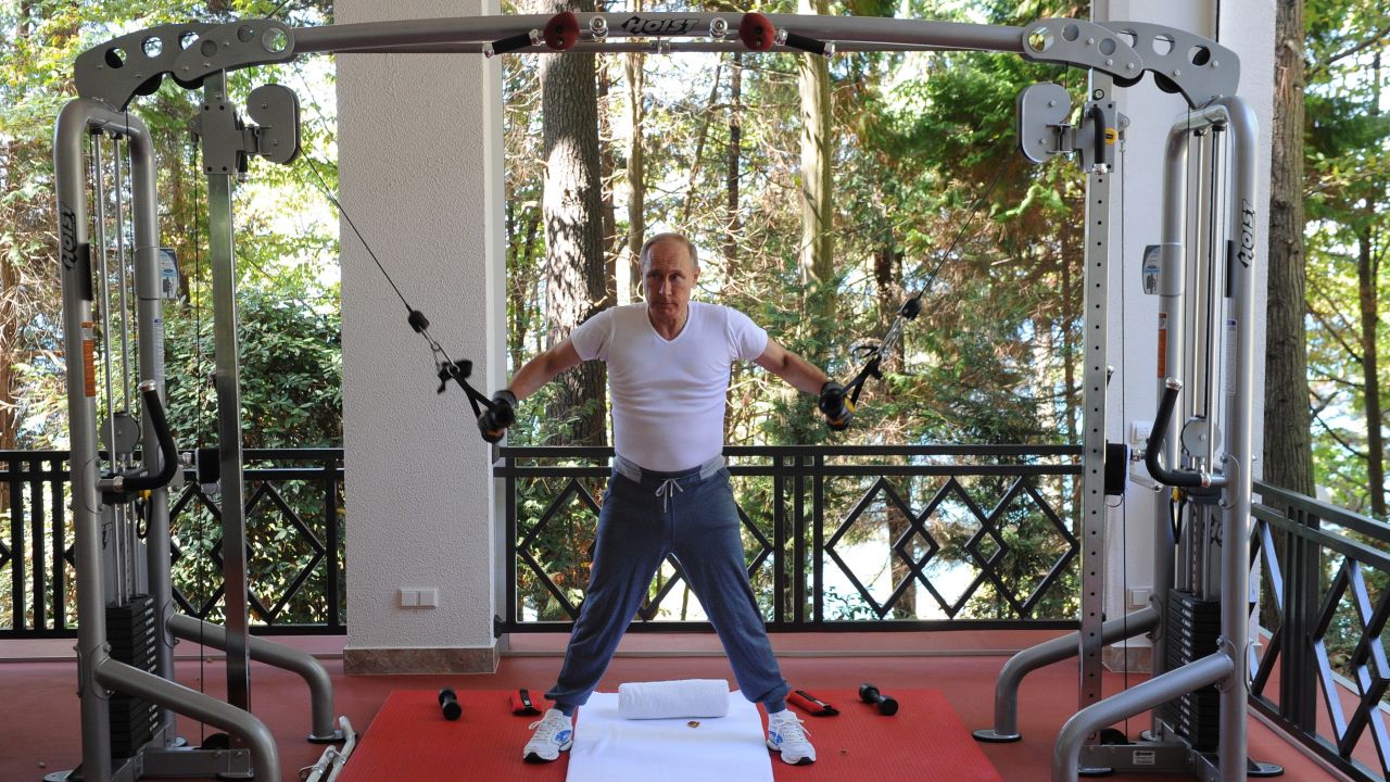Putin exercises at a Black Sea resort in Sochi in August 2016.