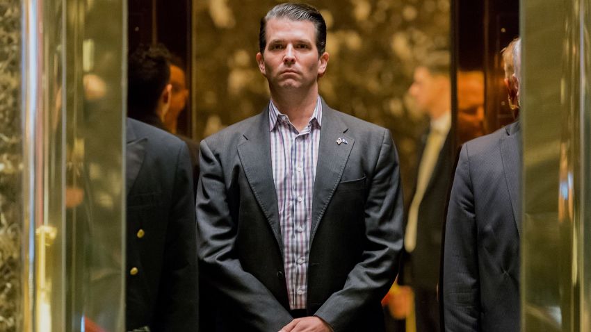 Donald Trump Jr., son of U.S. President-elect Donal Trump, stands in an elevator at Trump Tower in New York, U.S., on Wednesday, Jan. 18, 2017. President-elect Donald Trump has made job creation one of his signature issues, setting off a flurry of corporate pledges to hire more workers. Photographer: Albin Lohr-Jones/Pool via Bloomberg