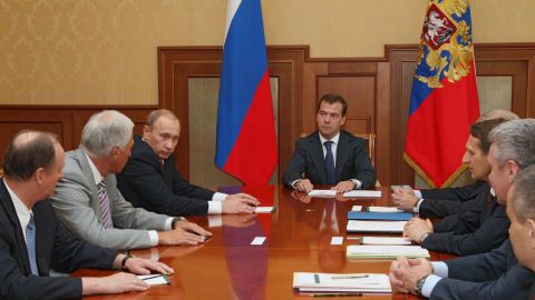 In 2008, Putin had finished two terms and was constitutionally obliged to stand down as president. But he stayed close to power, becoming prime minister after Dmitry Medvedev, center, was elected to be his successor.