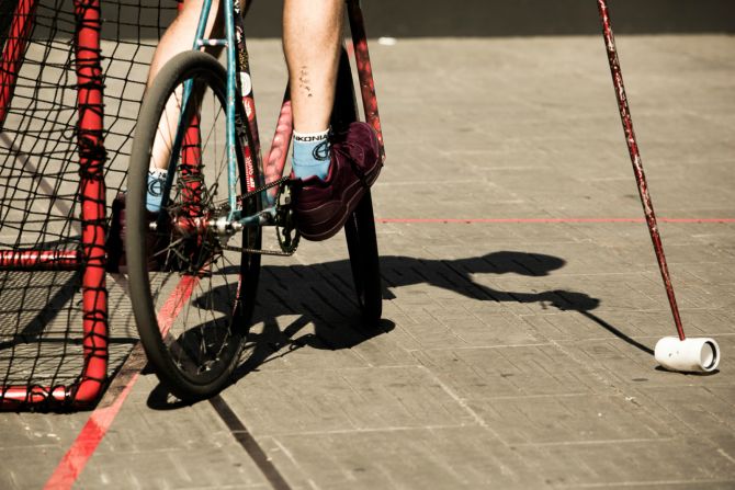 Footwear designer Christian Louboutin chose to host a daylong bike polo tournament instead of a traditional presentation.