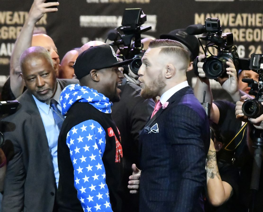 McGregor mocked Mayweather's decision to wear a tracksuit to Wednesday's event.