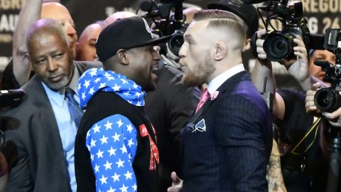 McGregor mocked Mayweather's decision to wear a tracksuit to Wednesday's event.