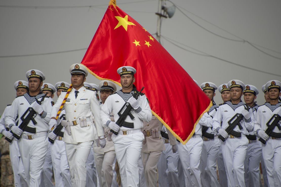 Chinese People's Liberation Army-Navy troops march in Djibouti's independence day parade on June 27, marking 40 years since the end of French rule in the Horn of Africa country.