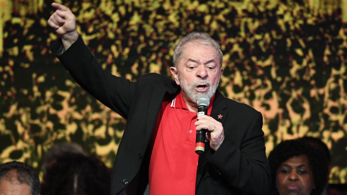 Lula Da Silva delivers a speech during the Workers Party National Congress to elect its new president in Brasilia in June 2017. 