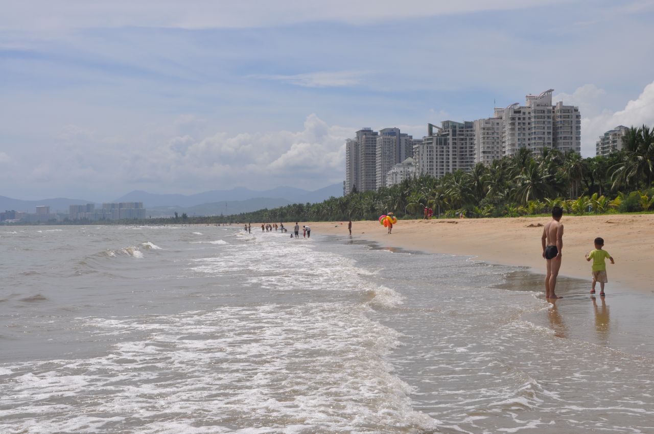 Sanya Bay beach in southern Hainan Island. Turtles no longer come Hainan's famous beaches, due to increased human activity and development.