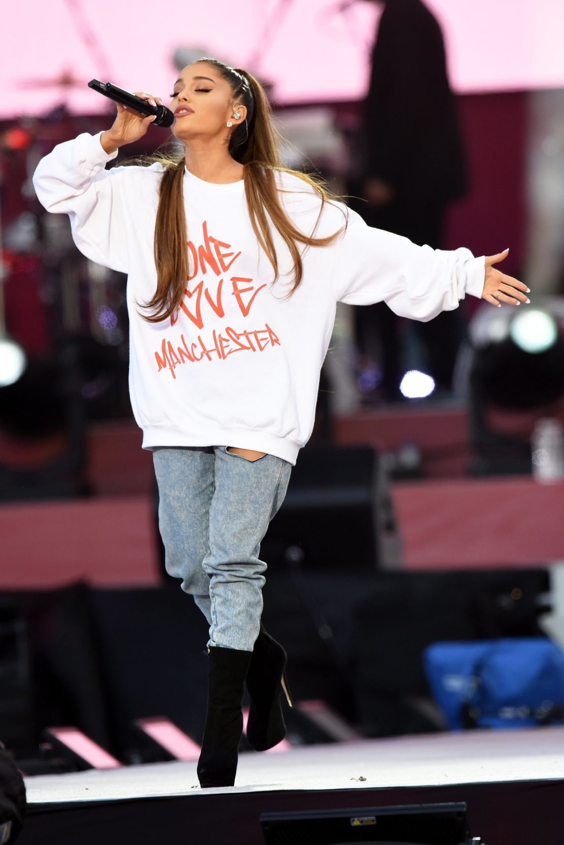 Ariane Grande at the  'One Love Manchester' benefit concert June 4, 2017 in Manchester, England. 