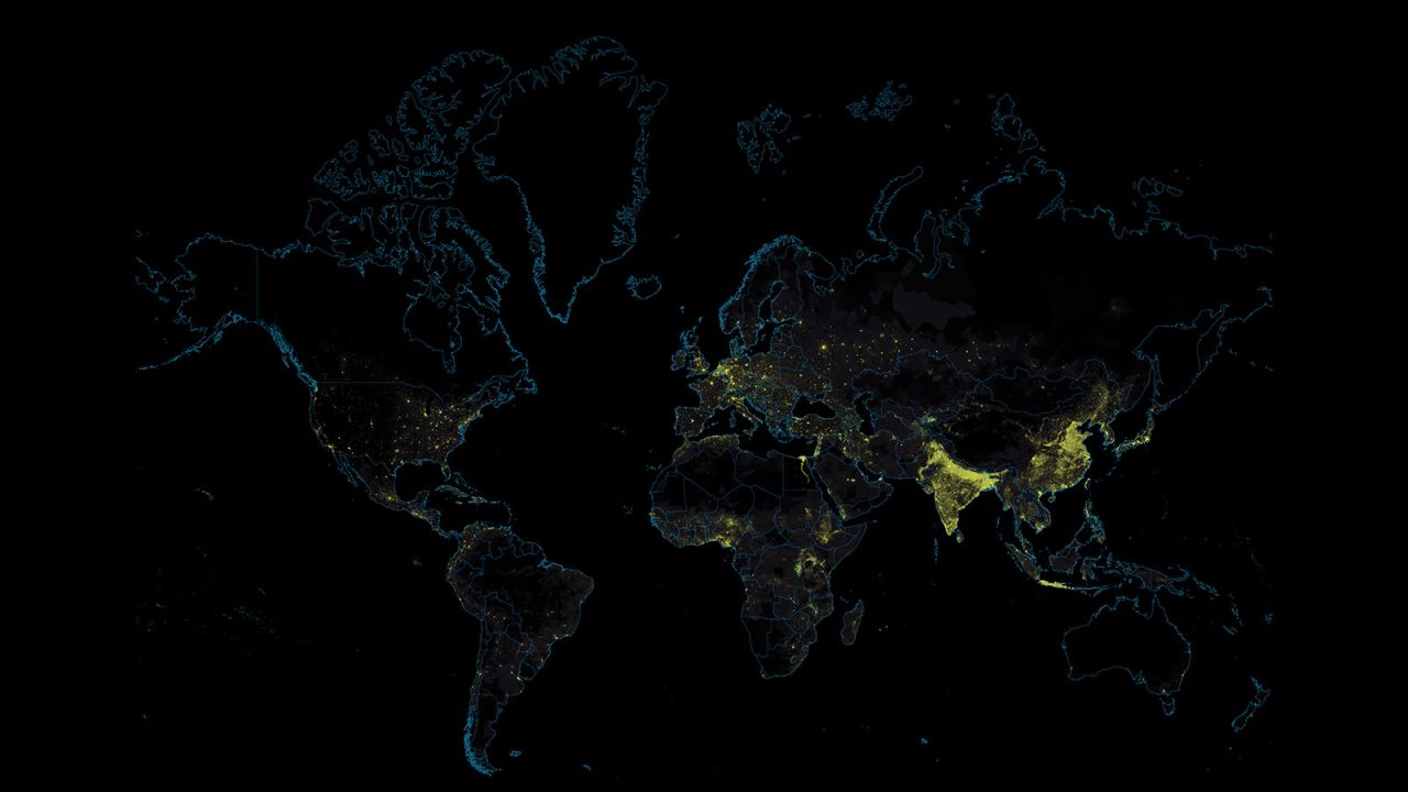 Technology has made new forms of cartography art possible. Here is a global population density heat map. (Robert Szucs/Grasshopper Geography)