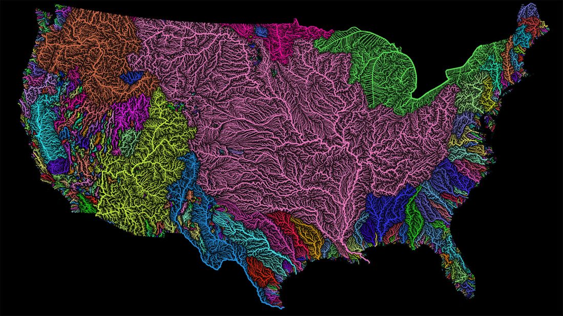 <strong>Beautiful river maps: </strong>Under the moniker Grasshopper Geography, digital cartographer Robert Szucs transforms rivers around the world into contemporary artwork. 