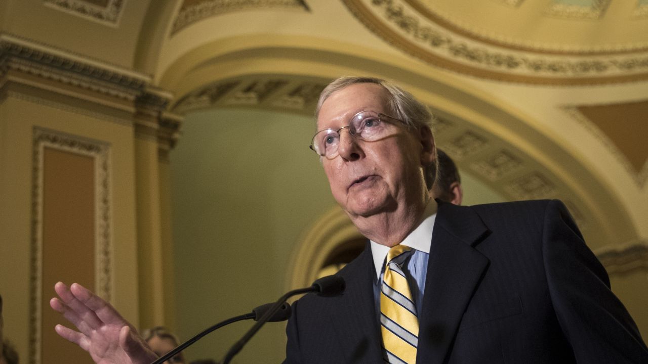 Senate Majority Leader Mitch McConnell (R-KY) speaks during a press conference after a closed-door Senate GOP conference meeting on Capitol Hill, June 27, 2017 in Washington, DC. The Senate GOP announced they will delay a vote on their health care bill until after the July 4 recess. (Photo by Drew Angerer/Getty Images)