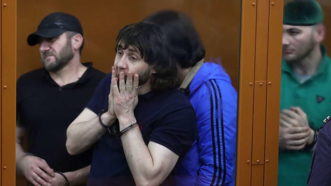 Zaur Dadayev (C) is seen in court after being handed a sentence of 20 years in a high-security prison colony on Thursday. 