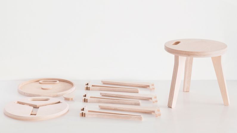 Continuing the plywood tradition today, David and Joni Steiner designed their Edie stool with birch plywood.