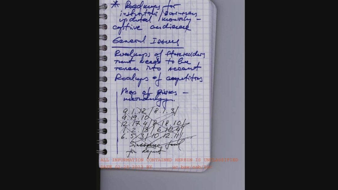 The FBI secretly searched their home and found this notebook. It helped them break the code that spies were using to communicate with Moscow. The notebook contained a strange system of numbers and letters which turned out to be computer keystrokes. After using trial and error with several combinations, investigators cracked the 27-digit password which opened messages hidden inside photographs that spies had posted online. When the FBI was able to crack the code, they could then eavesdrop on what the spies planned to do next.