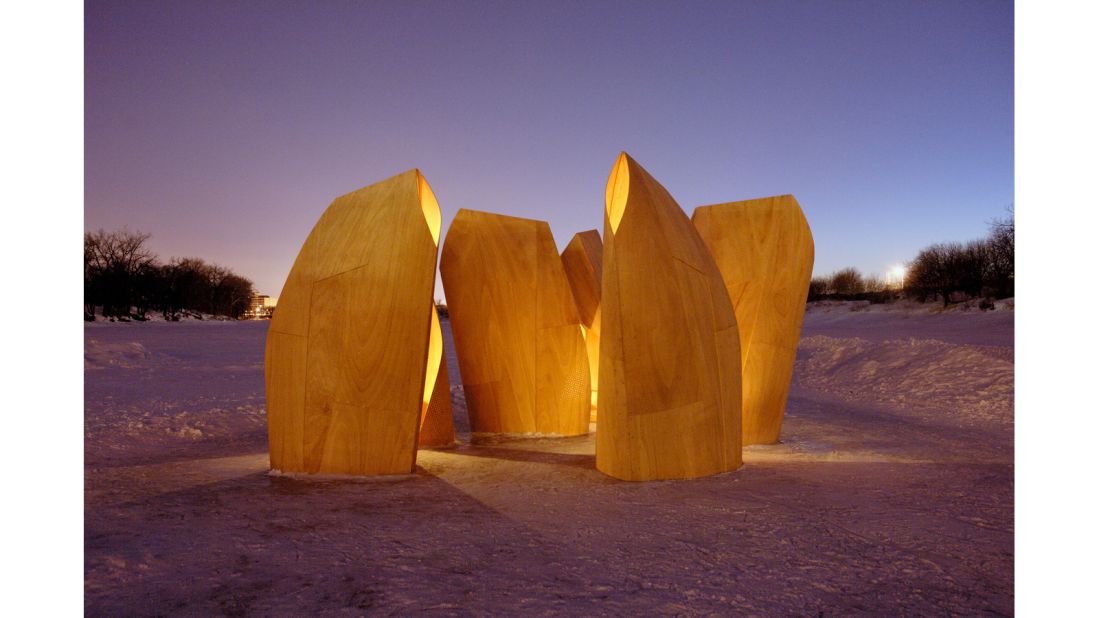 From its humble beginnings, plywood has risen to become one of the design world's favorite materials. Patkau Architects used it to create these Winnipeg ice skating shelters in 2012. 