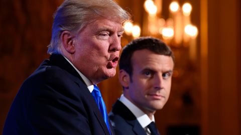 Trump and Macron <a href="http://www.cnn.com/2017/07/13/politics/trump-paris-press-conference/index.html" target="_blank">hold a news conference</a> after meeting at the Elysee Palace in Paris on July 13.
