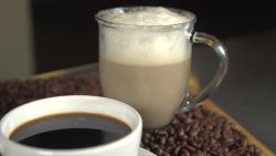 A cup of brewed black coffee has only five calories, while a nonfat cappuccino has 60.