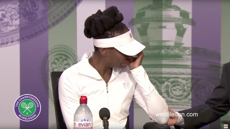 During a Wimbledon news conference this year, Venus broke down in tears when reporters questioned her about <a href="index.php?page=&url=http%3A%2F%2Fwww.cnn.com%2F2017%2F07%2F07%2Fus%2Fvenus-williams-fatal-accident%2Findex.html" target="_blank">a fatal crash in June</a> involving her SUV. A family has filed a wrongful death lawsuit against the tennis star, citing negligence in a Florida crash that claimed the life of 78-year-old Jerome Barson. No criminal charges have been filed in the crash, and police are still investigating.