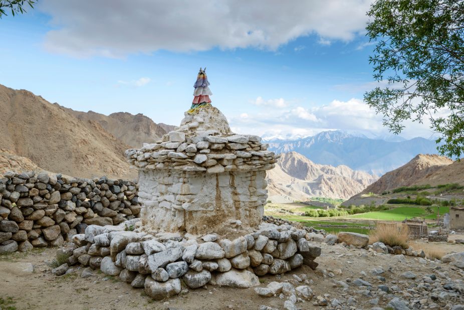 A traditional stone stupa in the Phyang valley in Ladakh.