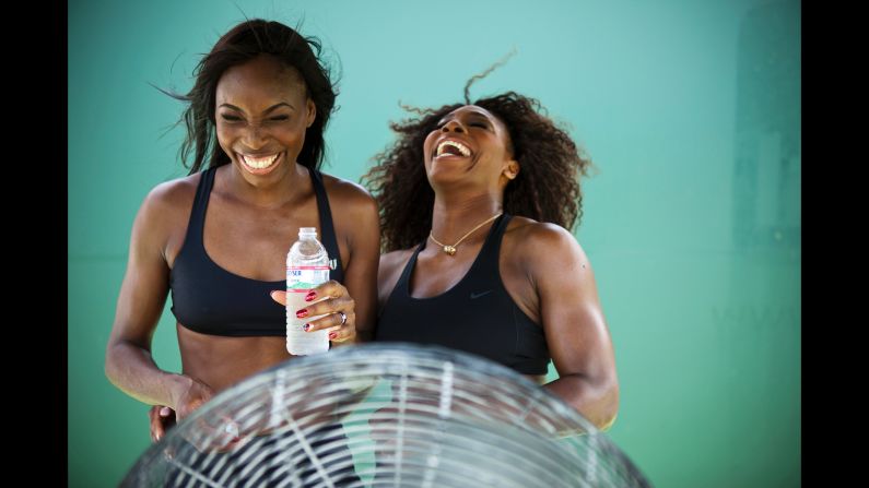 The sisters participate in a photo shoot together in 2012. Off the court, Williams has a fashion degree and her own line of active wear, EleVen.