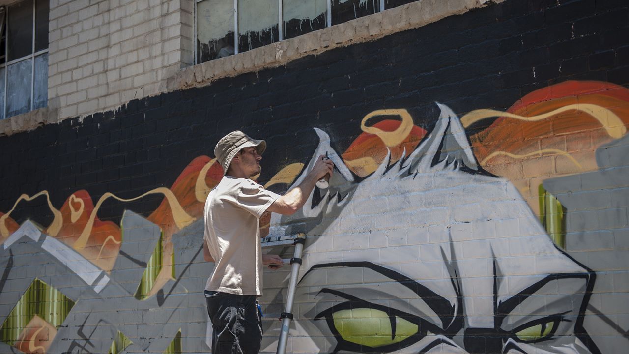Local artists at Maboneng Precinct -- an urban regeneration project t in Johannesburg's inner city .