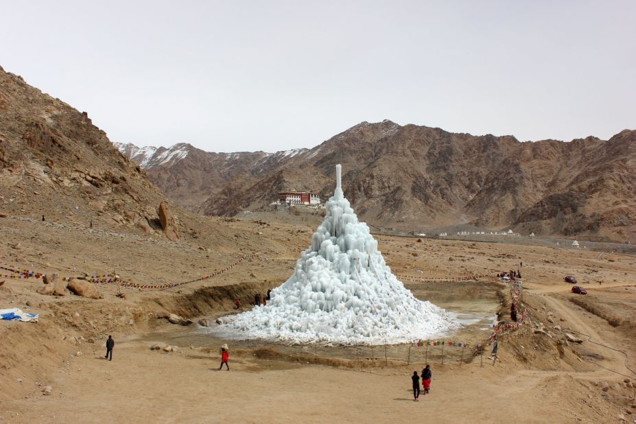 In Spring, when the naturally occurring ice has already melted around it, the artificial glacier still stands.