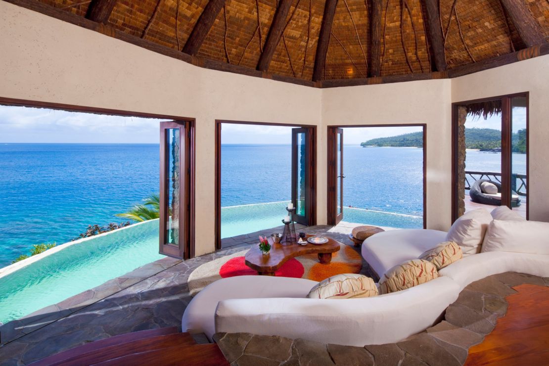 Laucala Island is a private paradise featuring 25 villas in an idyllic tropical setting.