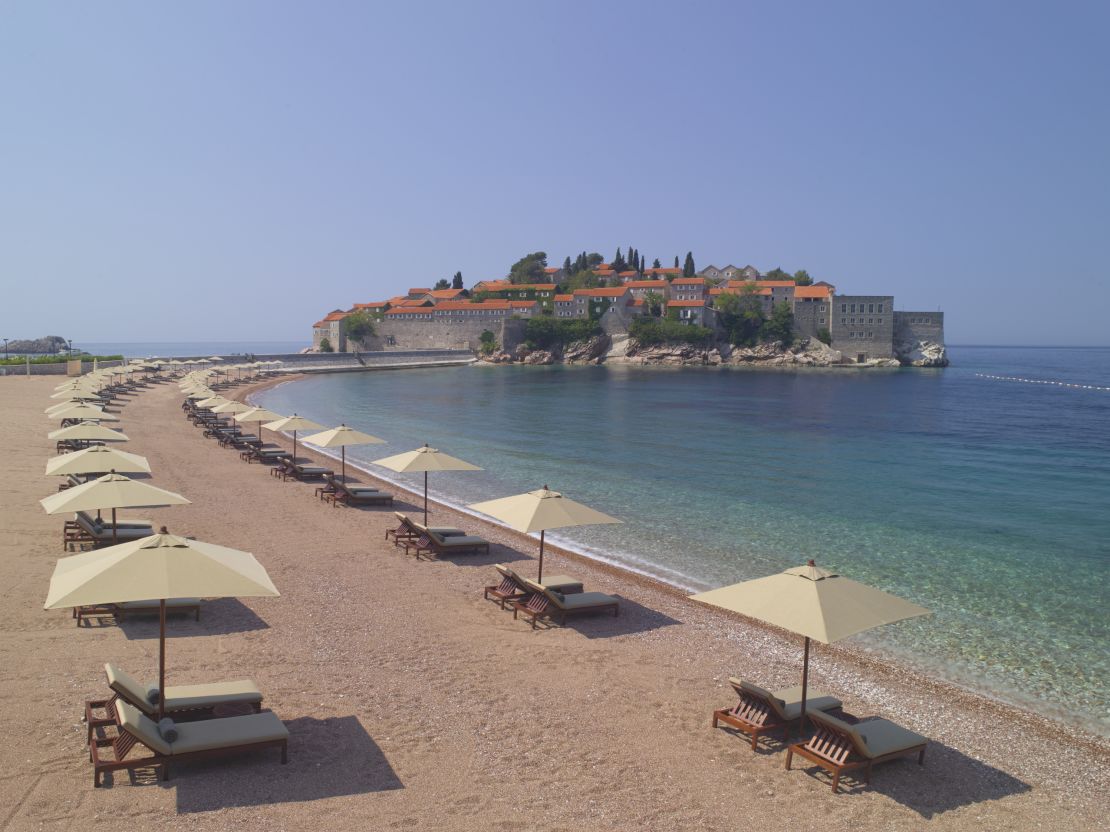 Aman Sveti Stefan is a private resort on a 15th-century fortified islet off Montenegro.