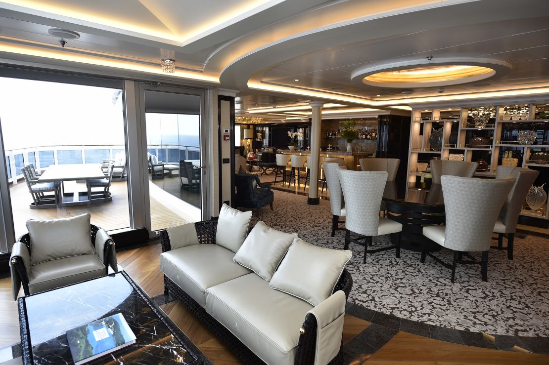 The Regent Suite on the Seven Seas Explorer is the largest cruise ship accommodation in the world.
