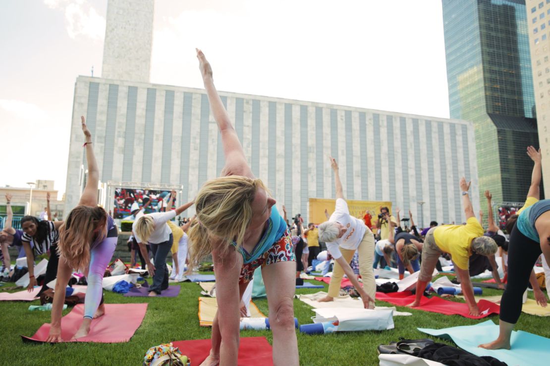 Between ceremonies and talks, under the guidance of yoga experts and spiritual leaders, New Yorkers reached for balance.