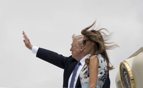 US President Donald Trump and first lady Melania Trump board Air Force One at Paris' Orly Airport as they head back to the United States on Friday, July 14. The Trumps <a href="http://www.cnn.com/2017/07/14/europe/france-trump-bastille-day/index.html">attended the Bastille Day parade</a> in Paris at the invitation of French President Emmanuel Macron.